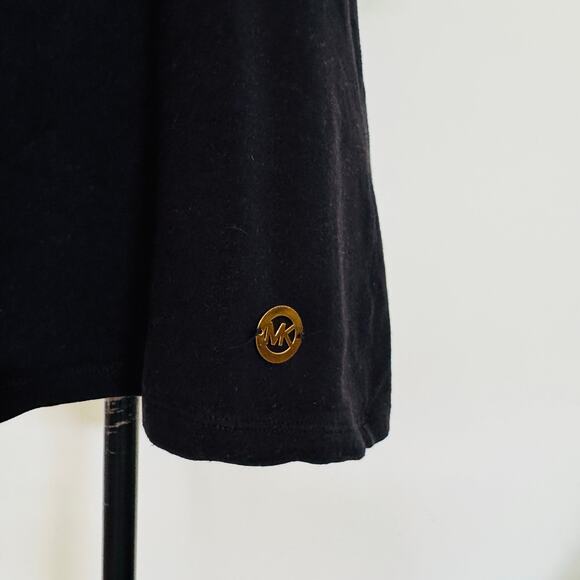 MICHAEL Michael Kors Womens Black Cold Shoulder Short Sleeve Top Sz Large - Picture 4 of 8